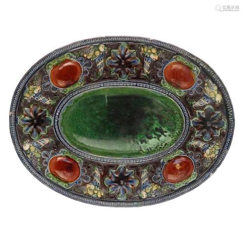 OVAL SPECIAL PLATE IN VARNISED EARTH, PRÉ D'AUGE O…