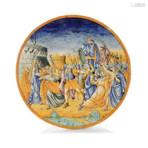 Large round dish in FAÏENCE, ITALY, 19th century w…