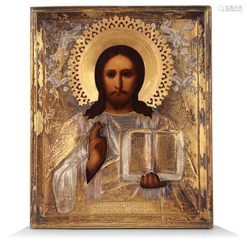 ICÔNE, CHRIST PANTOCRATOR DANS UNE KIOT, RUSSIE, X…