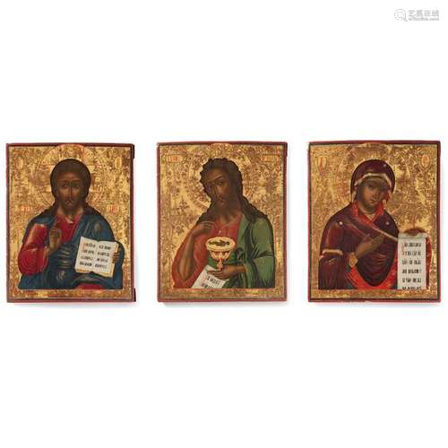 THREE BIG ICONES, DEISIS, RUSSIA, 19th CENTURY rep…