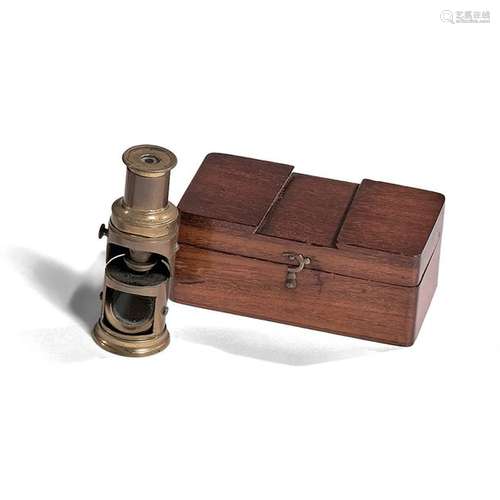 MINIATURE POCKET MICROSCOPE, LATE 19th century bra…