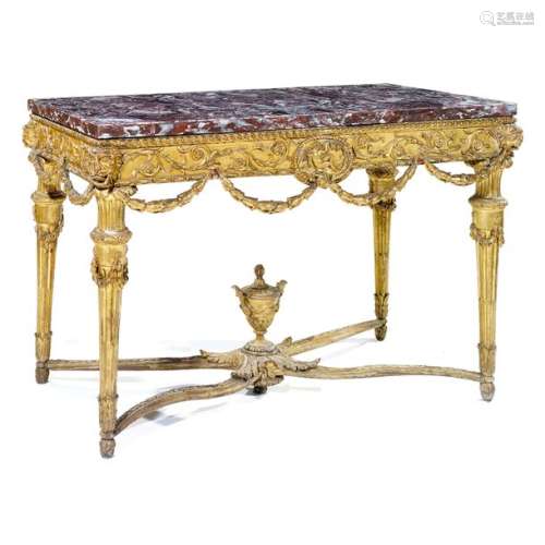 BEAUTIFUL CONSOLE, ROME, VERS 1780 in gilded wood,…