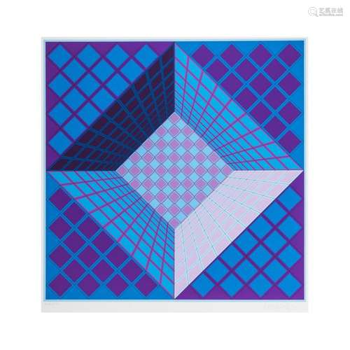 VICTOR VASARELY (1906 1997) COMPOSITION ROSE BLEUE…