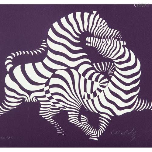 VICTOR VASARELY (1906 1997) ZÈBRE SUR FOND VIOLET …