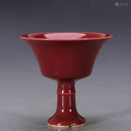 A Chinese Red Glazed Porcelain Cups