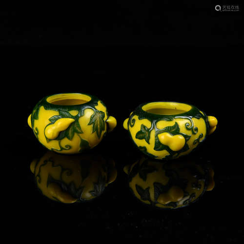 Pair of Chinese Peking Glass Jars