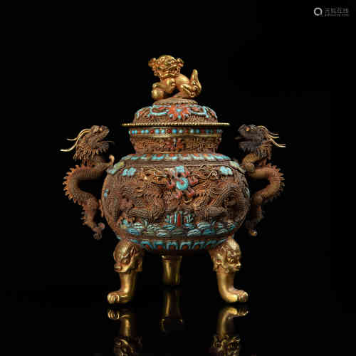 A Chinese Gold Incense Burner