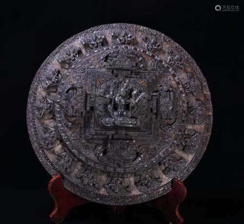 A Chinese Carved Zitan Decoration