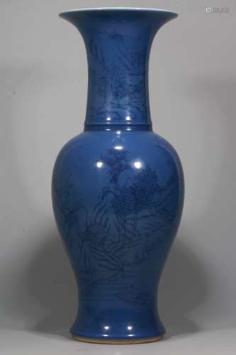 A Chinese Blue Glazed Porcelain Vase