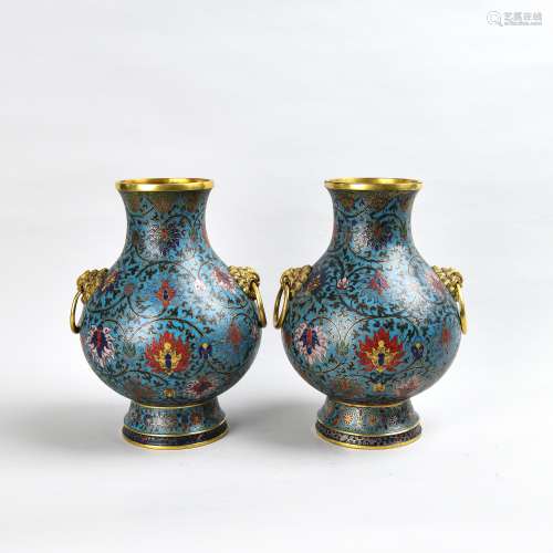 Pair of Chinese Cloisonné Vases 