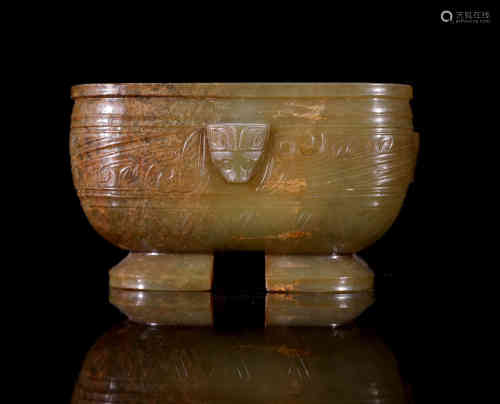 A Chinese Carved Jade Bowl