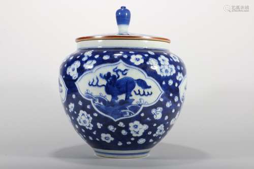 A Chinese Blue and White Porcelain Jar with Cover