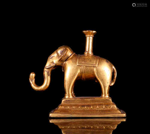 A Chinese Gilt Bronze Decoration of Elephant Shape 