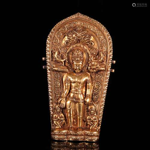 A Chinese Gilt Bronze Buddha Niche