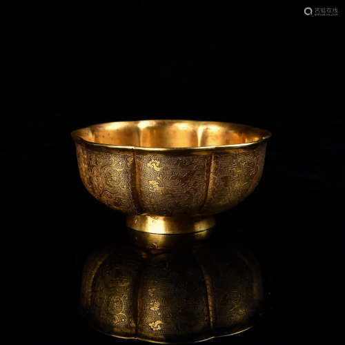 A Chinese Gilt Bronze Bowl of Flower Shape