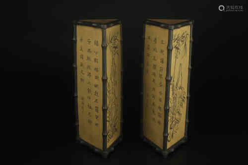 A Pair of Chinese Yixing Clay Hat Stands