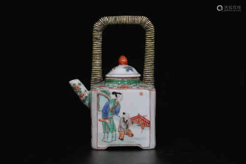 A Chinese Wucai Porcelain Tea Pot