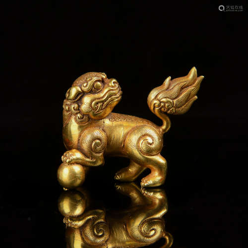 A Chinese Gilt Silver Decoration of Lion Shape