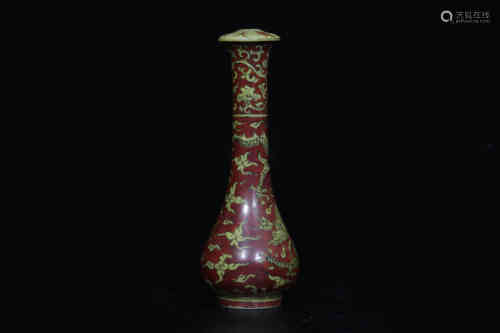 A Chinese Wu-Cai Glazed Porcelain Brush Handle