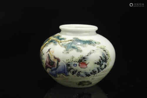 A Chinese Wucai Porcelain Brush Washer