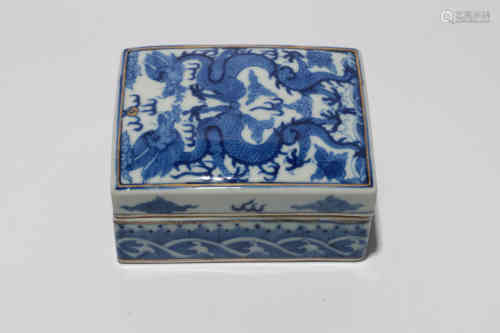 A Chinese Blue and White Porcelain Box