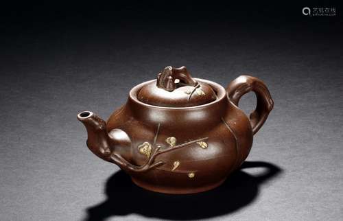 A YIXING ZISHA 'PLUM' TEAPOT