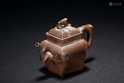 A YIXING ZISHA BAMBOO TEAPOT