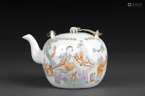 A FAMILLE ROSE 'MOTHER AND CHILDREN' TEAPOT