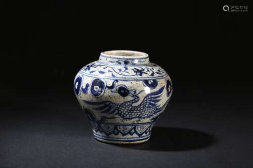 A BLUE AND WHITE 'PHOENIX' JAR