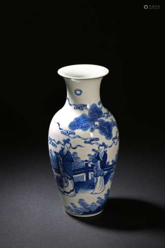 A BLUE AND WHITE 'FIGURES' VASE