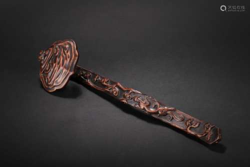 A ROSEWOOD LINGZHI SHAPED RUYI SCEPTER