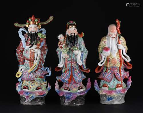 A SET OF THREE IMMORTAL FIGURES OF FU LU SHOU