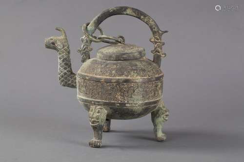 AN ARCHAISTIC BRONZE TRIPOD VESSEL