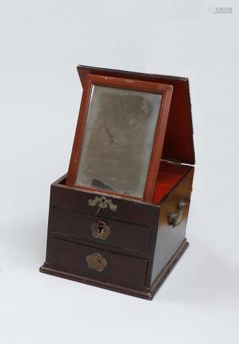 A HARDWOOD MIRROR BOX