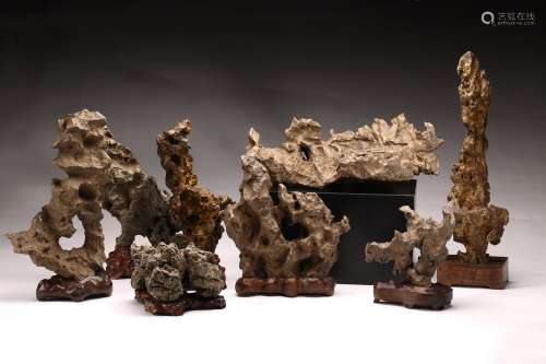 A SET OF EIGHT LINGBI SCHOLAR'S ROCKS