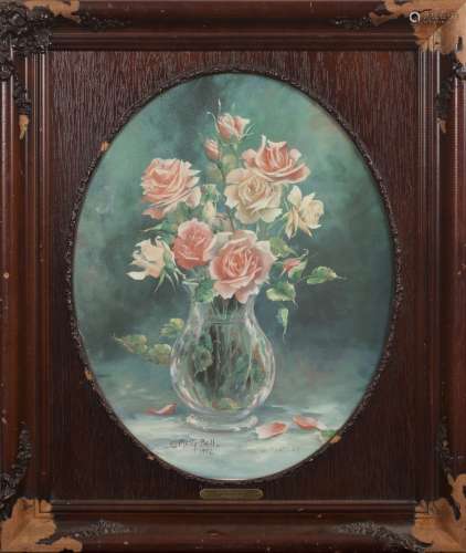 AN OIL PAINTING OF FLOWERS