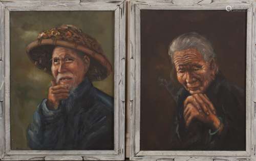 TWO OIL ON CANVAS 'PORTRAIT' PAINTINGS