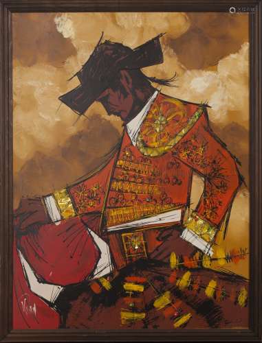 AN OIL PAINTING OF BULLFIGHTER