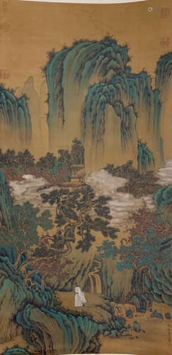 deep cloud view waterfall painting from Yin Chou