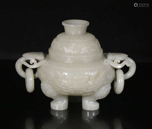 Hetian Jade double earring furnace