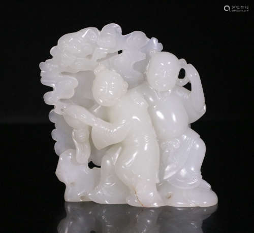 Hetian Jade with two celestial ornament