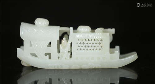 White Jade boat ornament from Qing