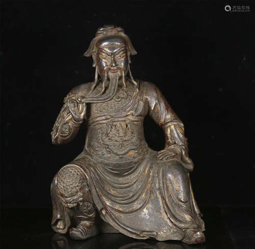 Copper and gold Guan Gong statue