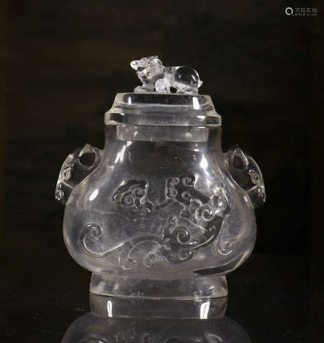 crystal bottle with beast button