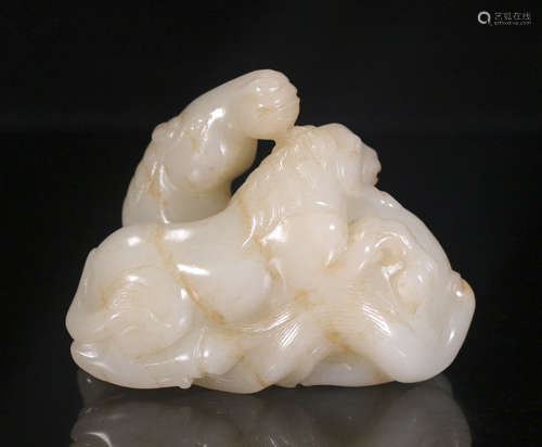 Hetian Jade two horses ornament