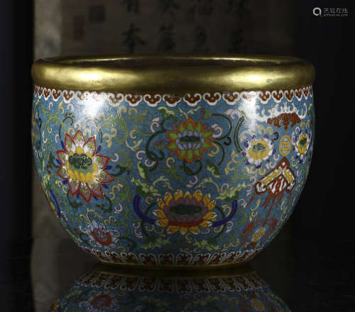 Qianlong cloisonne cylinder glazing lotus pattern
