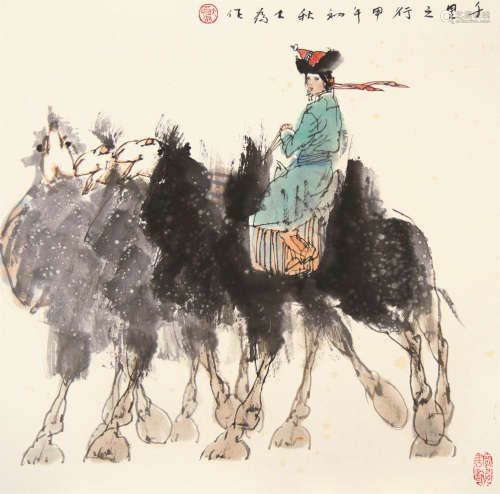 刘大为（b.1945） 千里之行 卡 设色纸本