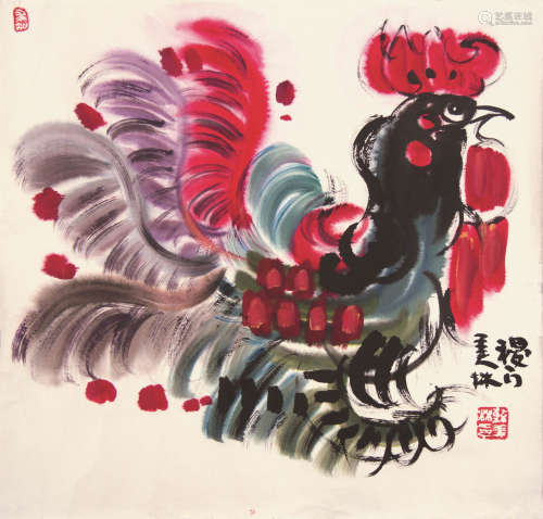 韩美林（b.1936） 大吉图 画片 设色纸本