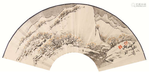 孙其峰（b.1920） 山水 扇面 设色纸本