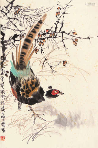 孙其峰（b.1920）贾宝珉（b.1941） 锦鸡图 画片 设色纸本